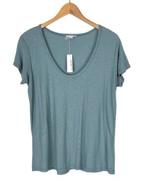 James Perse
Women's Deep Scoop Neck T-Shirt Short Sleeve Size 3 Large Blue NWT